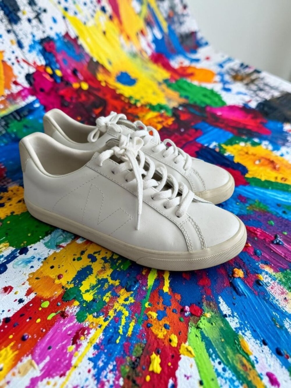 VEJA Women's Esplar White Leather Trainers Sneakers size 8